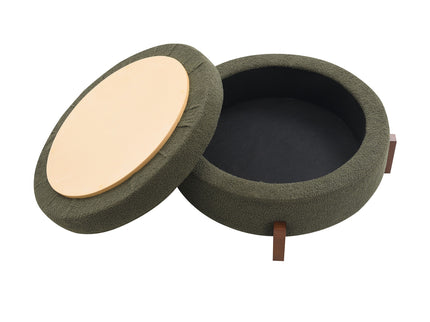 Round Storage Ottoman, Footrest Stool For Living Room