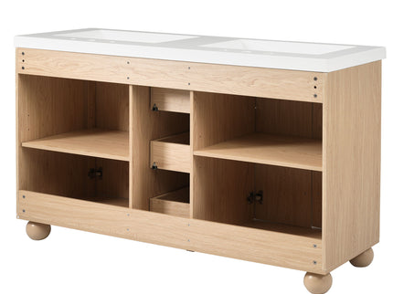 Double Sink Bathroom Vanity With Sinks, Soft Close Doors & 3 Drawers - Wood
