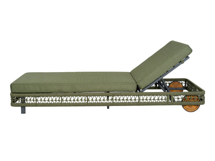 Outdoor Chaise Lounge With Wheels, 5 Position Adjustable Backrest