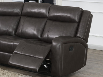 Manual Motion Recliner Sectional Sofa With Console And Cup Holders - Brown