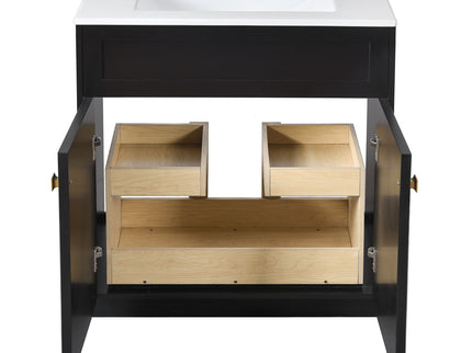 Bathroom Vanity With Sink, Freestanding Storage Cabinet With Handles, Soft Closing Doors