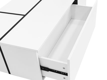 Extendable Coffee Table With 2 Hidden Storage Space And 2 Drawers For Living Room