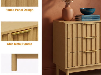 Fluted 3 Drawer Dresser
