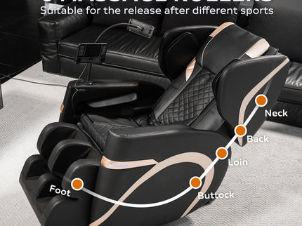 Massage Chair Recliner With Zero Gravity & Full Body Air Pressure - Black