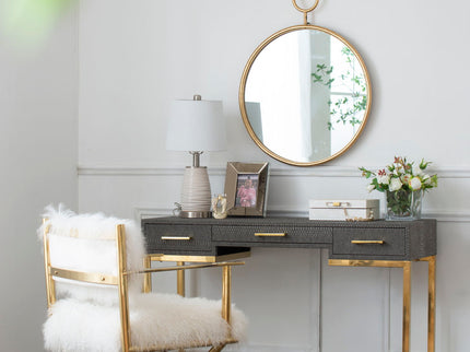 Circle Wall Mirror With Iron Frame, Accent Mirror For Living Room