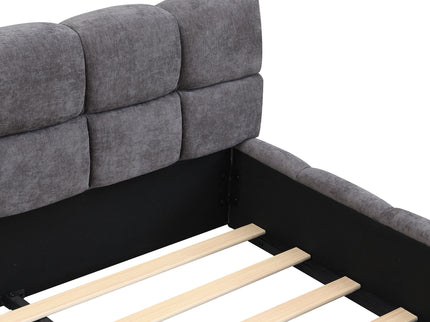 Elegant Upholstered Bed With Checkerboard Design