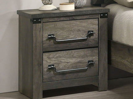 Nightstand, 2 Drawer Storage - Gray