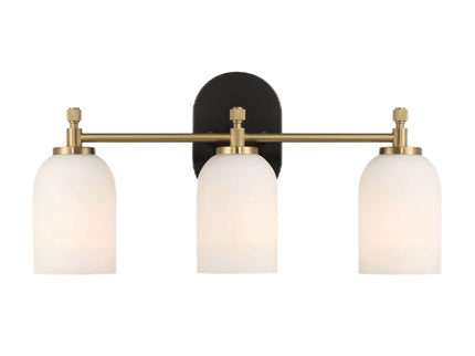 Meadows - 3 Lights Vanity Brush Bathroom Wall Light For Bathroom Over Mirror - Black / Gold / White
