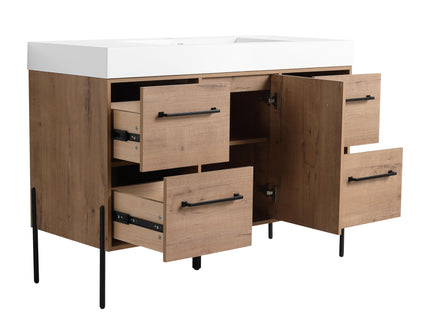 48" Freestanding Bathroom Vanity With Sink, Soft Close Cabinet Doors, 4 Drawers - Imitative Oak