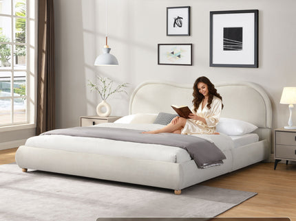Upholstered Platform Bed Frame With Curved Headboard