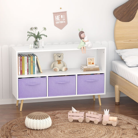 Bookcase With Collapsible Drawers, Book Display Organizer