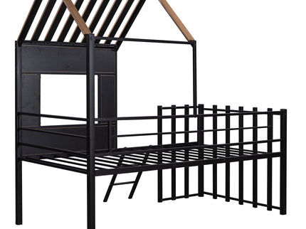 Loft Bed With Roof, Window, Guardrail, Ladder