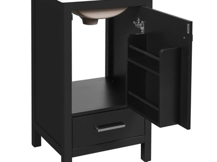 Bathroom Vanity With Ceramic Sink, Soft Close Drawers, Door Organizer, Divider Drawer, Adjustable Foot Pads