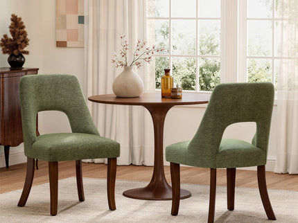 Upholstered Dining Chair With Curved Legs (Set of 2) - Green