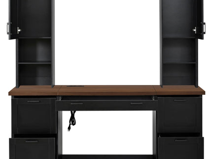 Farmhouse Computer Desk With Hutch