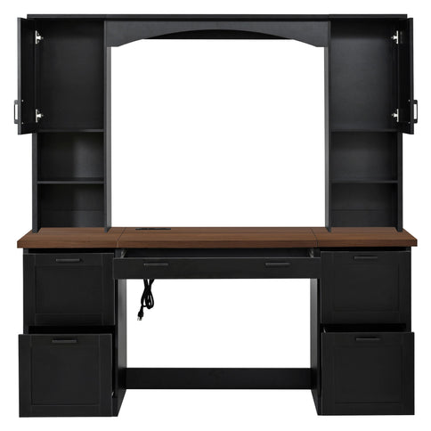 Farmhouse Computer Desk With Hutch