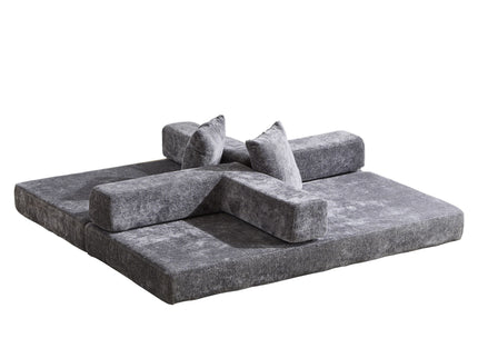 Convertible Floor Sofa Bed With Pillow Back Support Armrest