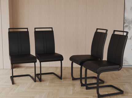 Modern Dining Chairs With High Back Upholstered Design Metal Legs