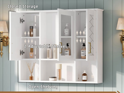 Modern Wall Mounted Medicine Cabinet With Adjustable Shelves, Soft Close Doors, High Define Mirror