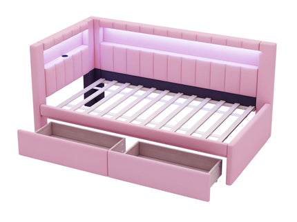 Upholstered Platform Bed With USB Ports And LED Belt