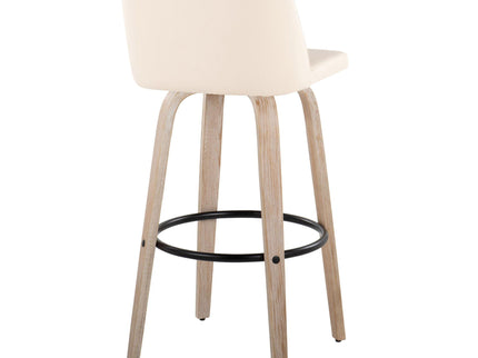 Toriano - Mid-Century Modern Fixed Height BarStool With Round Footrest (Set of 2)