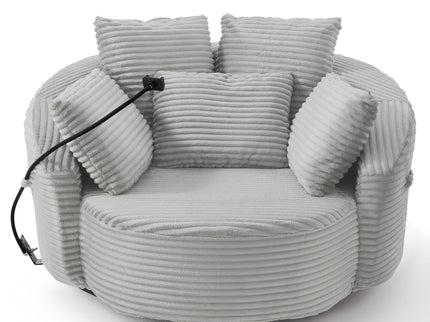 Swivel Accent Barrel Chair With Adjustable Phone Holder, 5 Pillows For Living Room