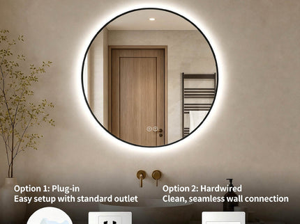 Round Framed Dimmable ED Bathroom Mirror With Anti Fog