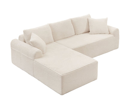 Modular Sectional With Arched Armrests, Includes 3 Back Cushions & 2 Throw Pillows