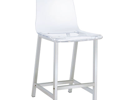 Counter Height Stools With Curved Back Design (Set of 2) - Clear