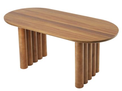 Oval Dining Table Set With 4 Birch Rattan Chairs - Brown / Light Brown