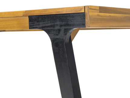 Acacia Wood Patio Dining Table, 69"L Rectangle Outdoor Table - Teak / Black