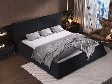 Upholstered Platform Bed With Special Shaped Headboard