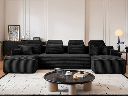 Sectional Sleeper Sofa & Storage Pockets, Modular Couch With Throw Pillows For Living Room