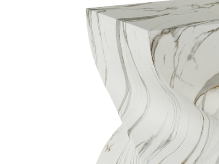 Outdoor End Table, Round Side Table For Patio And Garden - Marble