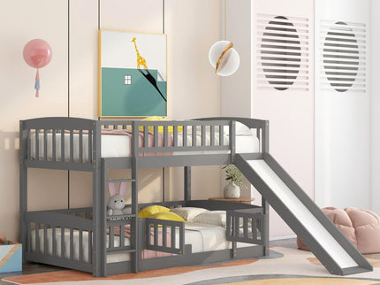 Low Bunk Bed With Slide, Fence And Ladder