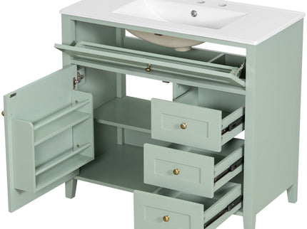Bathroom Vanity With Sink, Cabinet With 3 Drawers And Adjustable Shelf