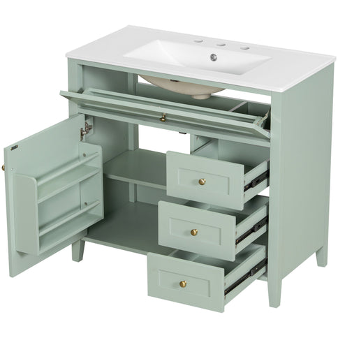 Bathroom Vanity With Sink, Cabinet With 3 Drawers And Adjustable Shelf