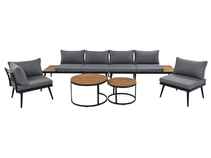 Modern Outdoor Sectional Sofa Set With Nesting Coffee Tables