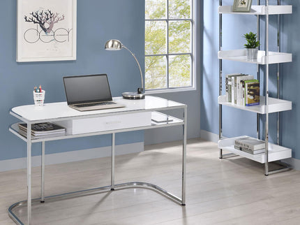 4 Shelf Open Back Bookcase With Accents - White