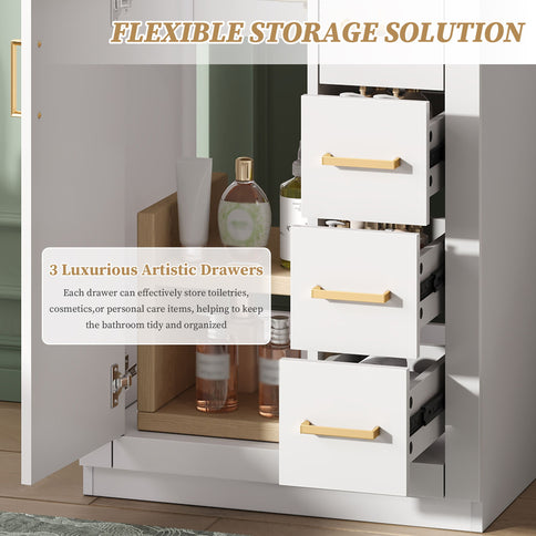 Modern Bathroom Vanity With 1 Door And 3 Drawers