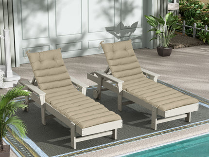 2 Piece Outdoor Chaise Lounge Chair Cushion Set