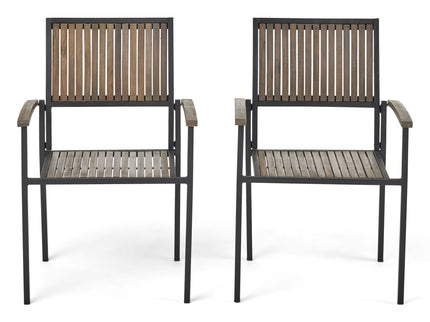 Vermilion - Outdoor Dining Chair With Vertical Slat And Wooden Arm