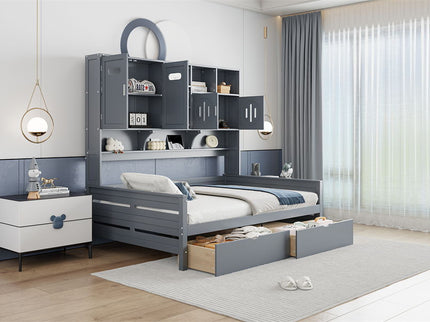 Daybed With All-In-One Cabinet And Shelf