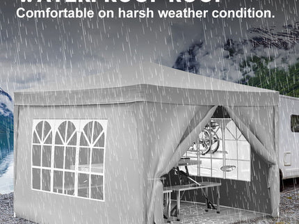 10'X10' Folding Canopy With 4 Removable Sidewalls Outdoor Event Shelter UPF 50+ Gazebo Portable Tents For Parties Beach Camping Wedding Ez Pop Up Canopy 4 Pieces Weight Bag + Carry Bag