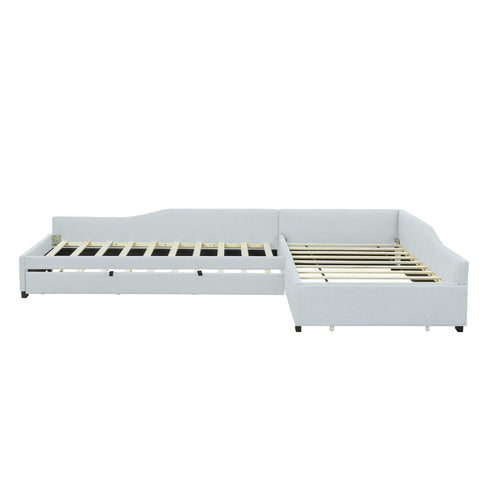 Upholstered Double Daybed With Trundle And Drawer