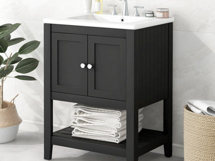Modern Bathroom Vanity With Sink And Open Shelf