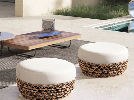 Willow - Round Upholstered Patio Ottoman