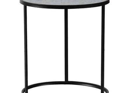 Round End Table, Stacking Side Tables With Sturdy Metal Frame For Small Space, Living Room, Office (Set of 2) - Black