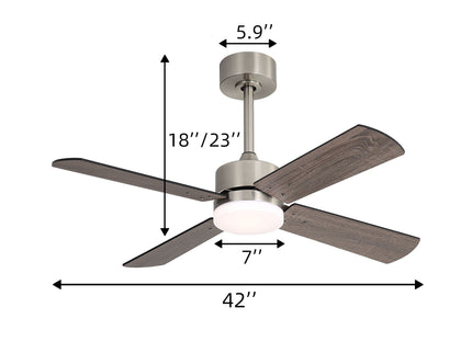 42" Ceiling Fan With Light And Memory Function, DC Reversible Motor, 4 Blades