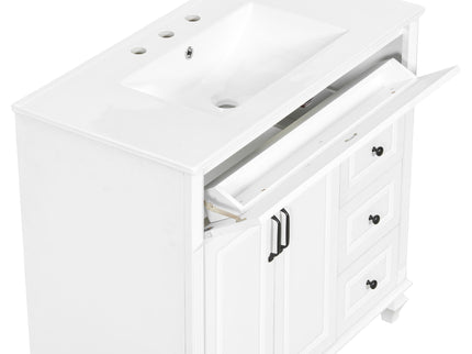 Modern Bathroom Vanity With Sink, 3 Drawers & 2 Doors